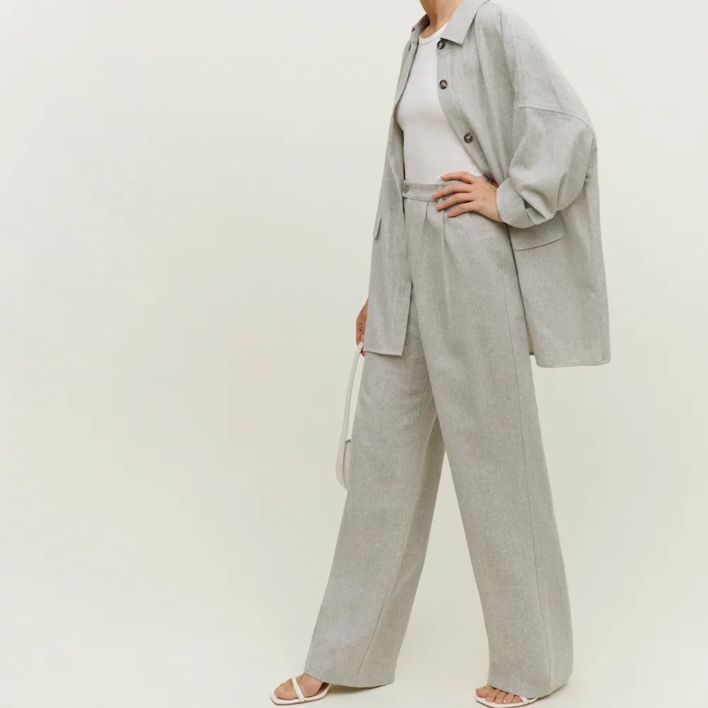 Reformation Montauk Gray Wide-Leg Trousers Petite 2P